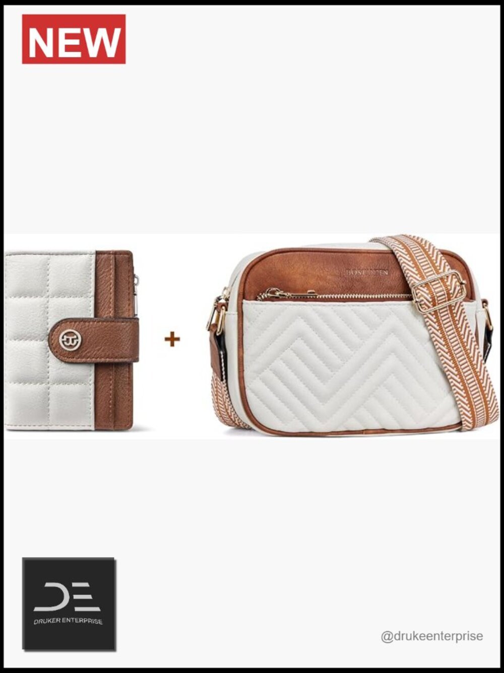 Quilted Crossbody Bag with RFID Blocking Wallet Set